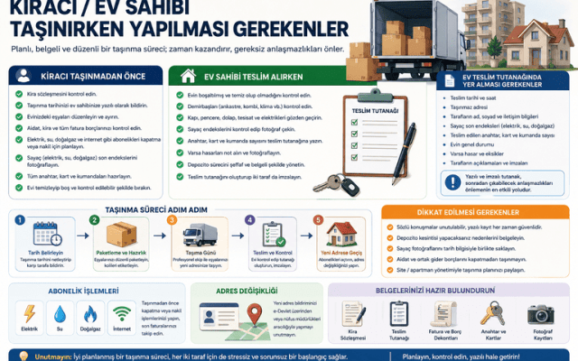 Kiracı ve Ev Sahibi Taşınırken Yapılaması Gerekenler